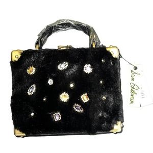 Sam Edelman Carress Crossbody Faux Fur Jeweled Hardcase Bag NWT